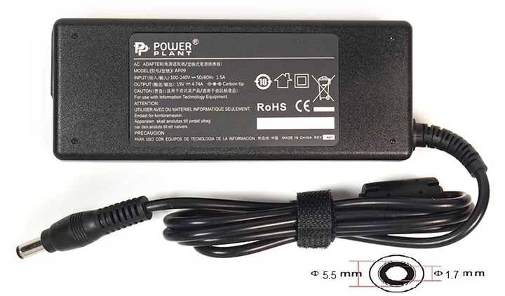 Блок живлення для ноутбуків PowerPlant ACER 220V, 19V 90W 4.74A (5.5*1.7) - Фото 3 Блок живлення для ноутбуків PowerPlant ACER 220V, 19V 90W 4.74A (5.5*1.7) - зображення 3
