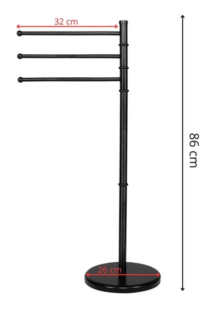 Stojak na ręczniki SPRINGOS TS0005 do łazienki 3 ramienny Czarny (5907719409917) - obraz 8