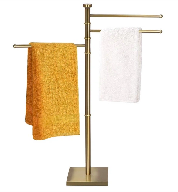 Stojak na ręczniki SPRINGOS HG0068 do łazienki 3 ramienny Złoty (5907719475813) - obraz 2