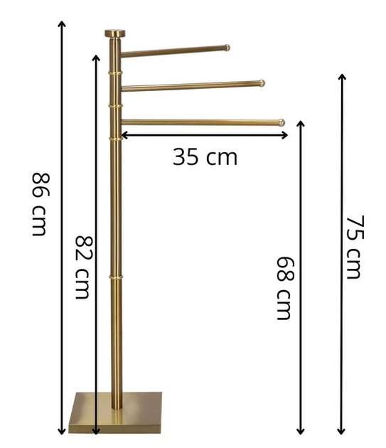 Stojak na ręczniki SPRINGOS HG0068 do łazienki 3 ramienny Złoty (5907719475813) - obraz 7