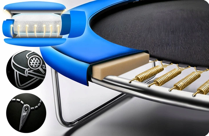 Trampolina ogrodowa Neo Sport NS-08Z181 z siatką wewnętrzną i drabinką 252 cm Niebieska (5908220479086) - obraz 4