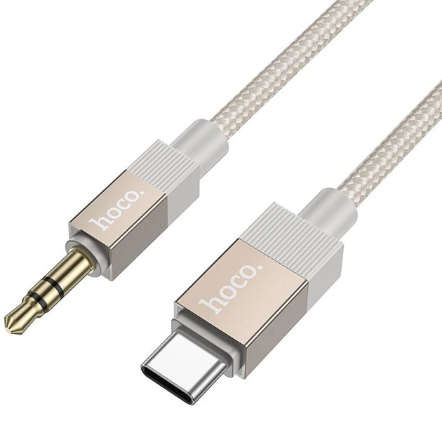 Аудіо кабель Aux Hoco UPA32B Clever digital (Type-C to AUX 3.5mm) (1m) Gold - зображення 3