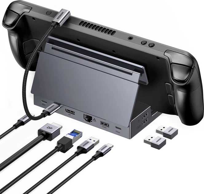 Hub USB Ugreen Hub for Steam Deck dock USB-C 9-in-1 4K 120Hz Gray (6941876257331) - obraz 2