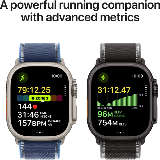 Smartwatch Apple Watch Ultra 3 GPS + Cellular 49mm Natural Titanium Case with Light Blue Alpine Loop - M (MEWM4) - obraz 4