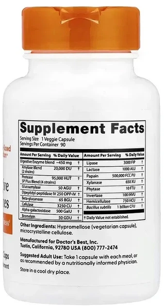 Suplement diety Doctor's Best Digestive Enzymes 90 kapsułek (753950000476) - obraz 2