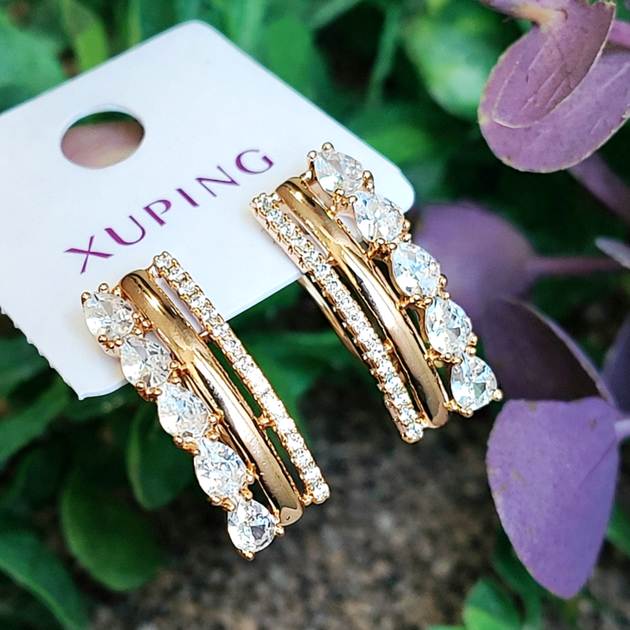 Сережки Xuping Jewelry довжина 2см ширина 7мм медичне золото позолота 18К с1516 - зображення 2