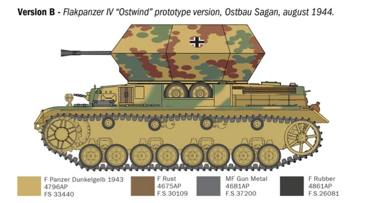 Збірна модель 1:35 самохідна зенітна установка Flakpanzer IV Ostwind Italeri 6594 - Фото 5 Збірна модель 1:35 самохідна зенітна установка Flakpanzer IV Ostwind Italeri 6594 - изображение 5