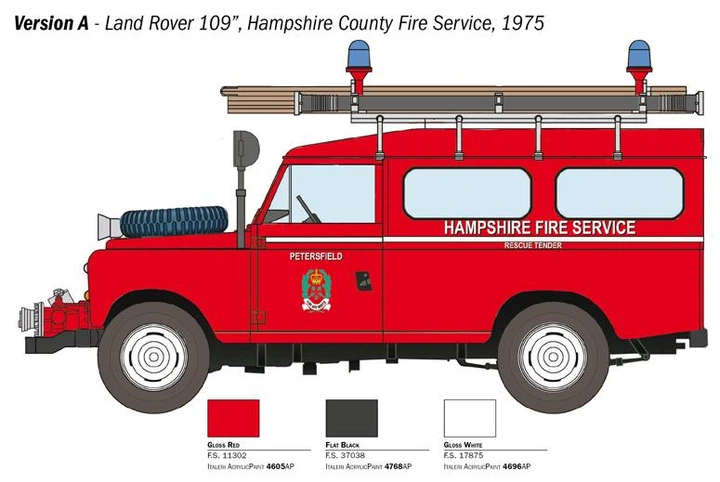 Збірна модель 1:24 автомобіль Land Rover Fire Truck Italeri 3660 - зображення 4