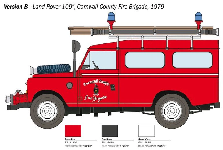 Збірна модель 1:24 автомобіль Land Rover Fire Truck Italeri 3660 - зображення 5