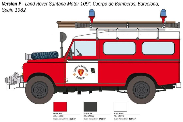 Збірна модель 1:24 автомобіль Land Rover Fire Truck Italeri 3660 - зображення 6