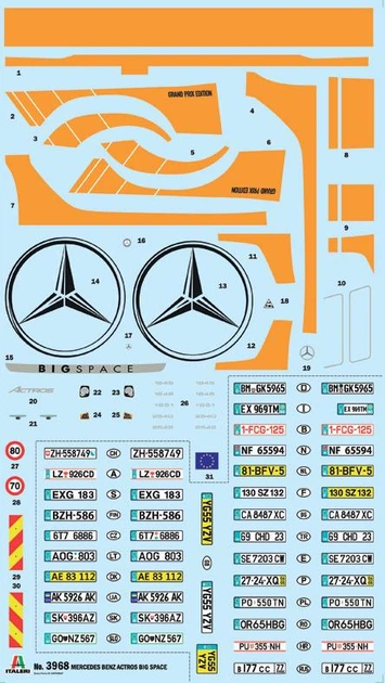 Збірна модель 1:24 вантажівка MB Actros MP4 Big Space - Grand Prix Edition Italeri 3968 - зображення 3