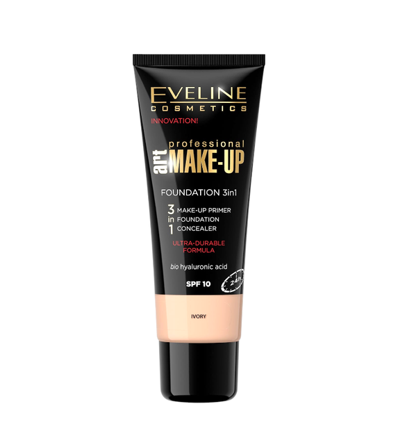 Крем тональний EVELINE PROFESSIONAL Art. MAKE-UP 3 в 1 Cлонова кістка 30 мл. - Фото 1 Крем тональний EVELINE PROFESSIONAL Art. MAKE-UP 3 в 1 Cлонова кістка 30 мл. - изображение 1