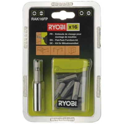 Набор бит Ryobi RAK16FP 15шт, 25мм, магнитный держатель 60мм (5132002679) - Фото 1 Набор бит Ryobi RAK16FP 15шт, 25мм, магнитный держатель 60мм (5132002679) - изображение 1
