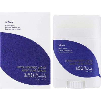 Средство от загара IsNtree Hyaluronic Acid Airy Sun Stick SPF50 22 г (8809686384228) - Фото 2 Средство от загара IsNtree Hyaluronic Acid Airy Sun Stick SPF50 22 г (8809686384228) - изображение 2