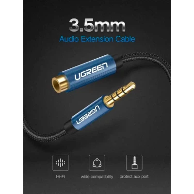 Кабель мультимедийный 3.5mm M to 3.5mm F 1.0m AV118 blue Ugreen (40673) - Фото 11 Кабель мультимедийный 3.5mm M to 3.5mm F 1.0m AV118 blue Ugreen (40673) - изображение 11