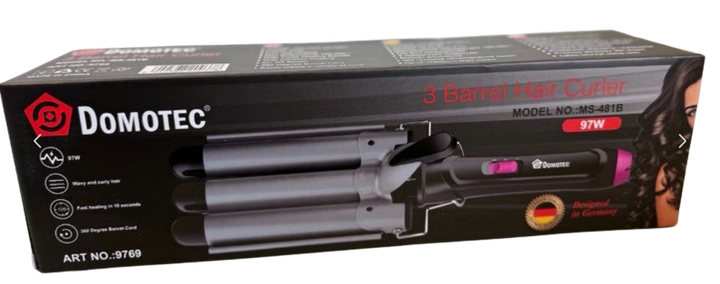 Тройная плойка Domotec MS-481B три волны для создания волн и локонов 3 Barrel Hair Curler 97 Вт Черная - изображение 7