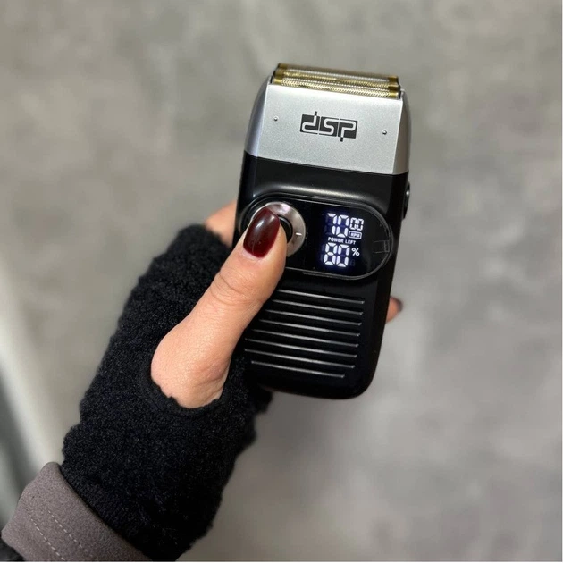 Электробритва DSP-60088 мужская аккумуляторная сеточная для сухого бритья с выдвижным триммером и LED дисплеем 1400mAh 5 Вт Черный - изображение 7