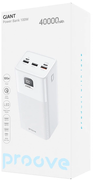 Powerbank Proove Giant 40000mAh 100W White (PBGI99320002) - obraz 4