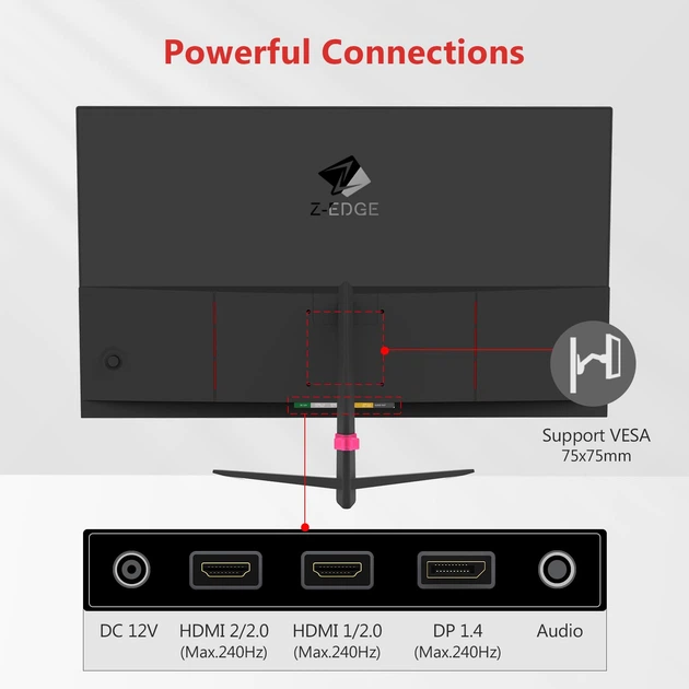 Монитор 25" Z-Edge UG25I Full HD VA 240 Гц Б/В - изображение 4