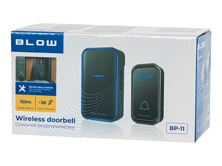 Бездротовий дверний дзвінок Blow 17-109 BP-11 Чорний (5900804146452) - зображення 5
