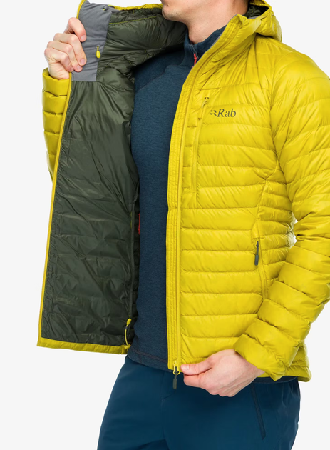 Куртка мужская зимняя Rab Microlight Alpine Jacket, Dark Pollen, S (RB QDB-12-DPL-SML) - Фото 4 Куртка мужская зимняя Rab Microlight Alpine Jacket, Dark Pollen, S (RB QDB-12-DPL-SML) - изображение 4