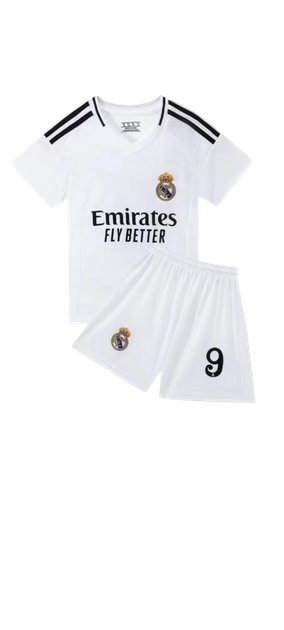 Детская футбольная форма Real Madrid Килиан Мбаппе №9, футболка + шорты (домашняя) 26(140-145см) - Фото 3 Детская футбольная форма Real Madrid Килиан Мбаппе №9, футболка + шорты (домашняя) 26(140-145см) - изображение 3