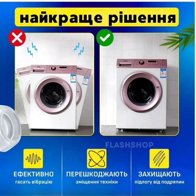 Антивибрационные силиконовые подставки для стиральной машины HOLDER PADS прозрачные (4 штуки) - изображение 2