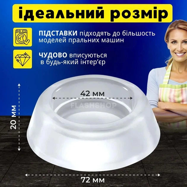Антивибрационные силиконовые подставки для стиральной машины HOLDER PADS прозрачные (4 штуки) - изображение 6
