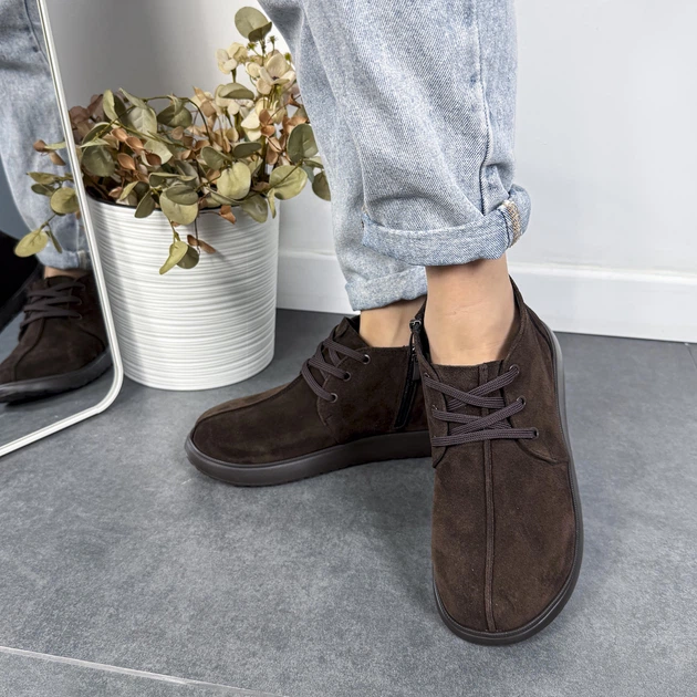 Жіночі черевики низькі замшеві ITstyle Коричневі 39 25 (7083) - зображення 9
