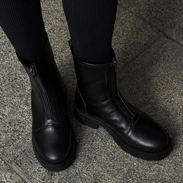Жіночі черевики шкіряні високі ITstyle Чорні 39 23 см (7077) - зображення 7