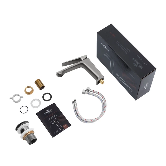 Смеситель для раковины Kroner KRP Ersel - GRP0111BV с донным клапаном - изображение 9