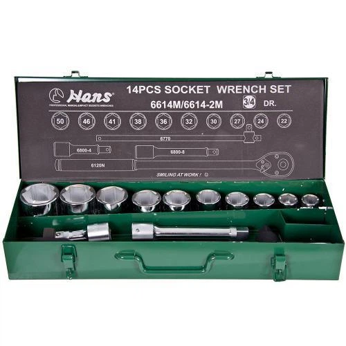 Набор инструмента 14 пр. 3/4"DR, 22-50мм HANS (6614M) - Фото 1 Набор инструмента 14 пр. 3/4"DR, 22-50мм HANS (6614M) - изображение 1