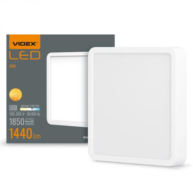 LED светильник VIDEX накладной квадрат 18 Вт 5000K 220 В - изображение 4