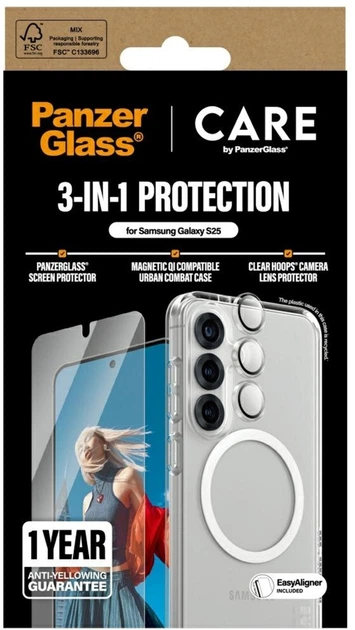 Etui Panzer Glass CARE Flagship 3-in-1 Protection Bundle do Samsung Galaxy S25 Transparent (5715685016172) - obraz 4