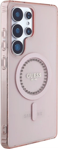 Панель Guess Rhinestones Printed Classic Logo MagSafe для Samsung Galaxy S25 Ultra Pink (3666339449551) - зображення 4