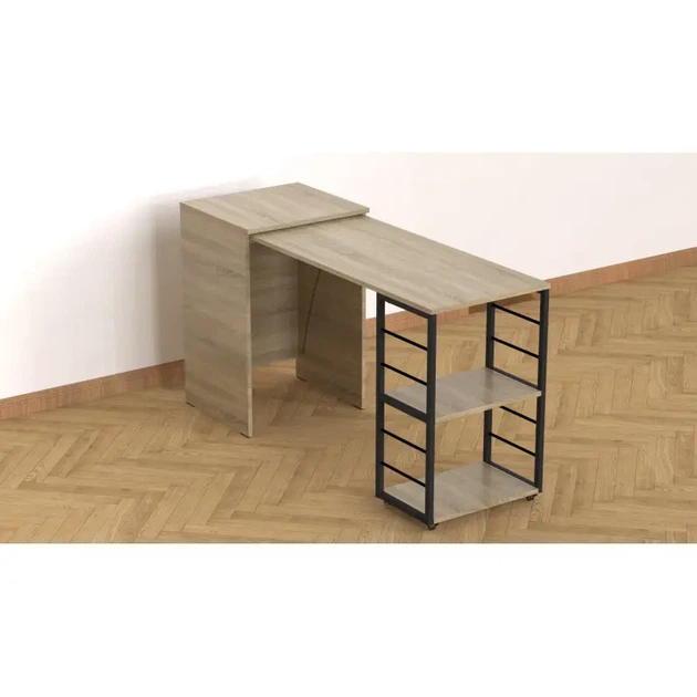 Стіл трансформер Ferrum-decor метал Чорний, ДСП Дуб сонома 16 мм, 145x50х75 см - зображення 7