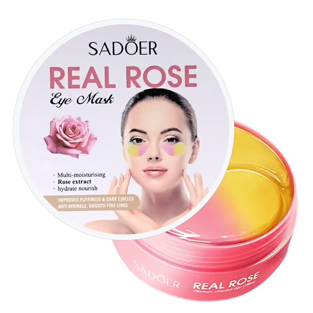 Патчі для шкіри навколо очей зволожувальні Sadoer Real Rose Eye Mask гідрогелеві, 60 шт - Фото 3 Патчі для шкіри навколо очей зволожувальні Sadoer Real Rose Eye Mask гідрогелеві, 60 шт - зображення 3