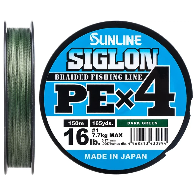 Шнур Sunline Siglon PE х4 150m (темн-зел.) #0.3/0.094 mm 5lb/2.1 kg - Фото 1 Шнур Sunline Siglon PE х4 150m (темн-зел.) #0.3/0.094 mm 5lb/2.1 kg - зображення 1