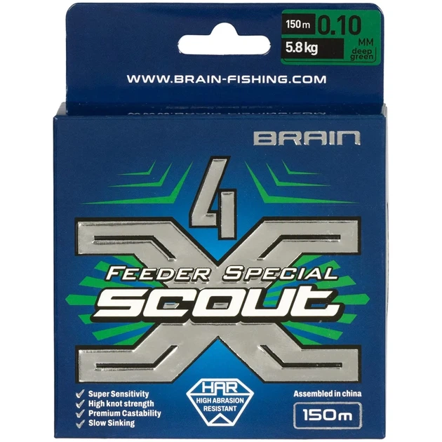 Шнур Brain Scout 4X 150m (deep green) 0.100mm 5.8kg - изображение 2
