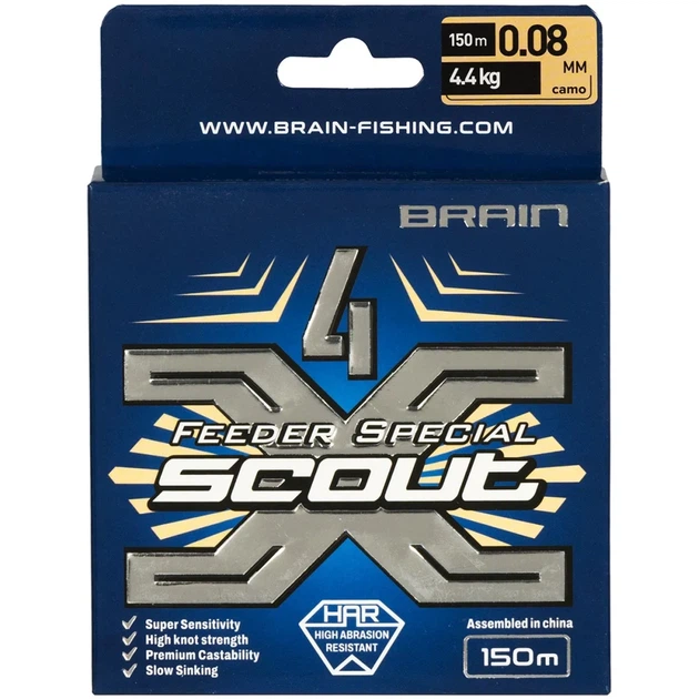 Шнур Brain Scout 4X 150m (camo) 0.080mm 4.4kg - изображение 2