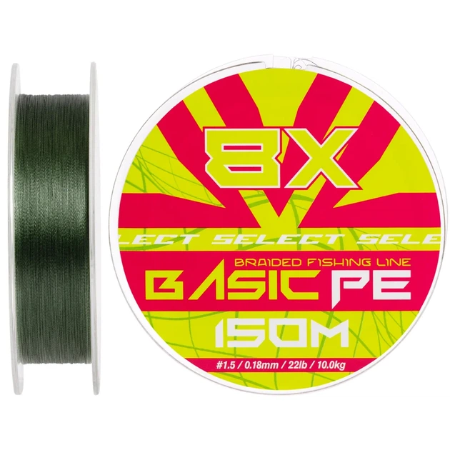 Шнур Select Basic PE 8X Green 150m #1.5/0.18mm 22lb/10kg - Фото 1 Шнур Select Basic PE 8X Green 150m #1.5/0.18mm 22lb/10kg - зображення 1