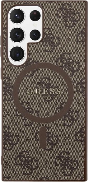Панель Guess 4G Collection Leather Metal Logo MagSafe для Samsung Galaxy S24 Ultra Brown (GUHMS24LG4GFRW) - зображення 2
