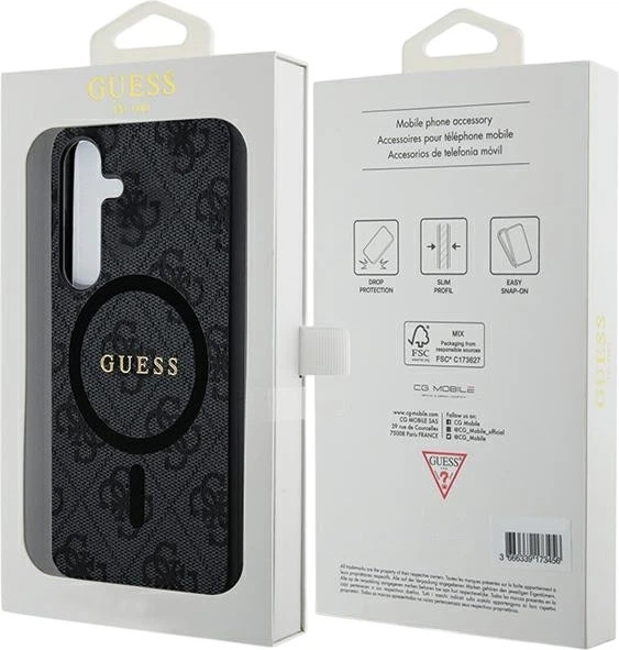 Etui plecki Guess 4G Collection Leather Metal Logo MagSafe do Samsung Galaxy S24 Black (GUHMS24SG4GFRK) - obraz 7