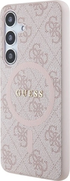 Etui plecki Guess 4G Collection Leather Metal Logo MagSafe do Samsung Galaxy S24 Pink (GUHMS24SG4GFRP) - obraz 3