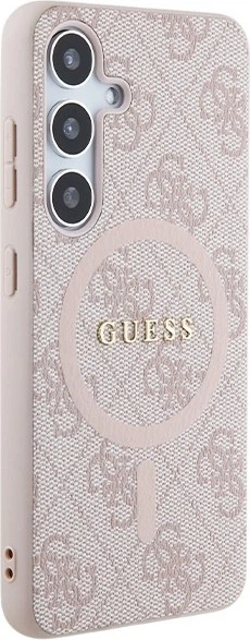 Etui plecki Guess 4G Collection Leather Metal Logo MagSafe do Samsung Galaxy S24 Pink (GUHMS24SG4GFRP) - obraz 4