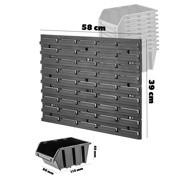 Tablica warsztatowa Kadax Lokke K7706 58 x 39 cm 26 elementów Czarna (5903699468586) - obraz 7