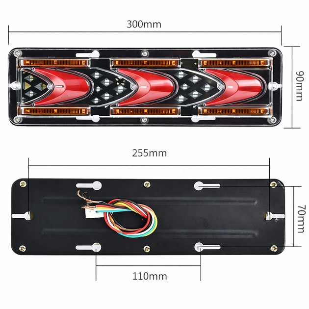 Ліхтар світлодіодний задній LED 12V 30×9 см (стоп, габарит, поворотник, задній хід) комплект 2 шт - зображення 3