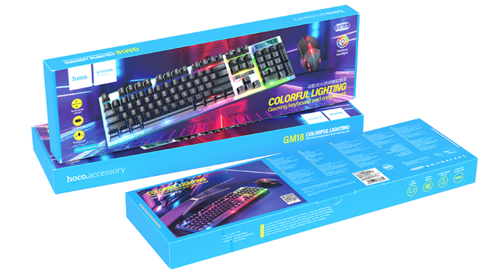 Клавиатура и мышь Hoco GM18 Luminous - Фото 3 Клавиатура и мышь Hoco GM18 Luminous - изображение 3