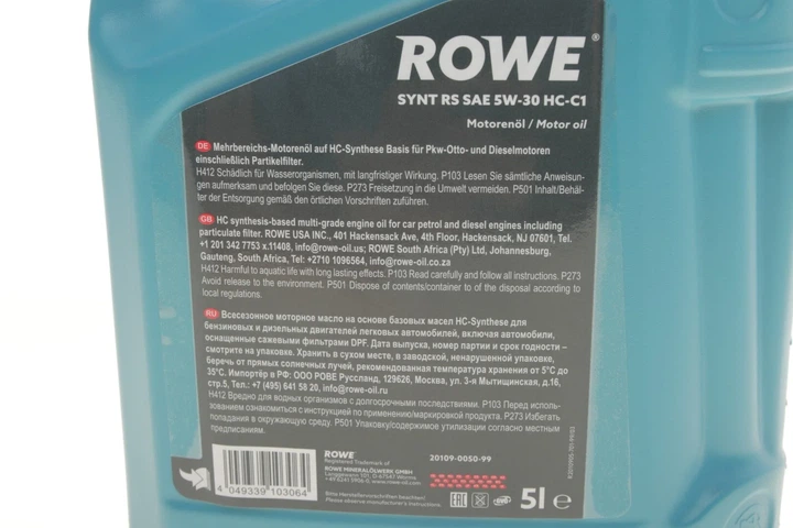 Олива моторна HIGHTEC SYNT RS SAE 5W-30 HC-C1 (5 L) Rowe 20109-0050-99 - Фото 2 Олива моторна HIGHTEC SYNT RS SAE 5W-30 HC-C1 (5 L) Rowe 20109-0050-99 - зображення 2