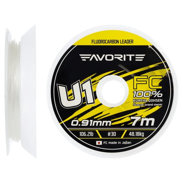 Флюорокарбон Favorite U1 FC 7m #30/0.91mm 106.2lb/48.18kg - Фото 1 Флюорокарбон Favorite U1 FC 7m #30/0.91mm 106.2lb/48.18kg - изображение 1